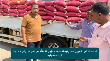 ضبط ضخم.. تموين الشرقية تكشف مخزون 13 طنًا من الأرز الأبيض الملوث في الحسينية